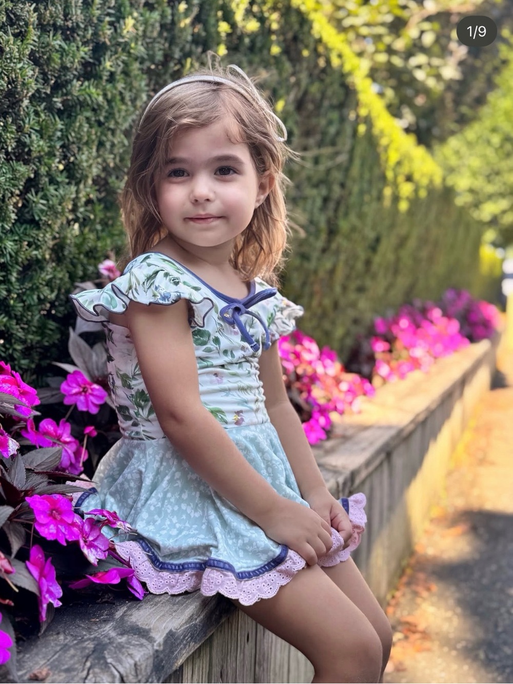 Cheeky Plum Light Blue Floral Ruffle Dress